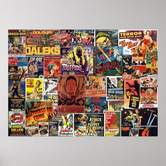 Vintage Science Fiction Movies Collage Poster (Front)