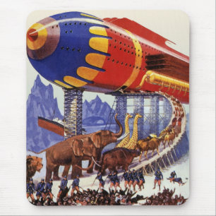 Vintage Science Fiction, Noah's Ark Wild Animals Mouse Mat