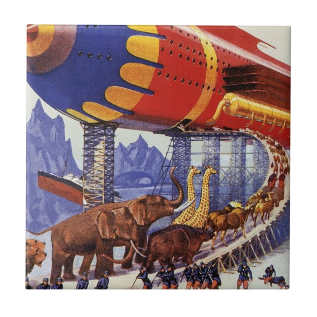 Vintage Science Fiction, Noah's Ark Wild Animals Tile (Front)