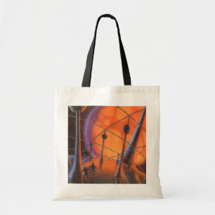 Vintage Science Fiction, Orange Sun and Aliens Tote Bag