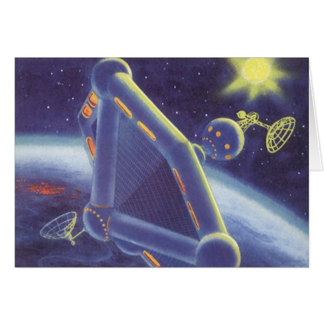Vintage Science Fiction Orbiting Space Station (Front Horizontal)
