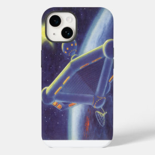 Vintage Science Fiction Orbiting Space Station iPhone 14 Case