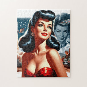 Vintage Science Fiction Pin-up Jigsaw Puzzle