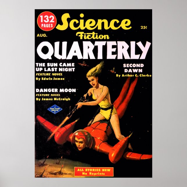 Vintage Science Fiction Quarterly Space Travel Poster (Front)