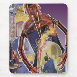 Vintage Science Fiction Robot with Laser Beam Eyes Mouse Mat