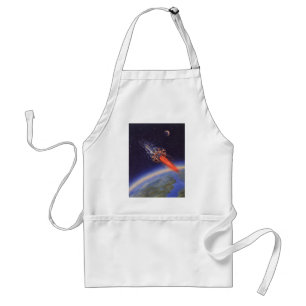 Vintage Science Fiction Rocket in Space over Earth Standard Apron