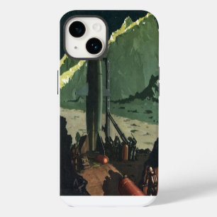 Vintage Science Fiction, Rocket on Foreign Planet iPhone 14 Case