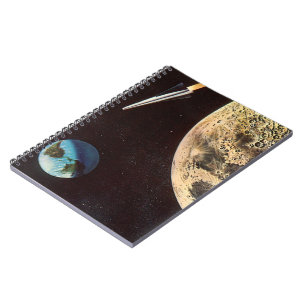Vintage Science Fiction, Rocket Ship Over the Moon Notebook