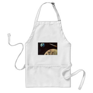Vintage Science Fiction, Rocket Ship Over the Moon Standard Apron
