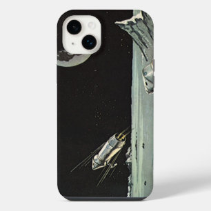 Vintage Science Fiction, Rocket Ships Moon Planets iPhone 14 Plus Case