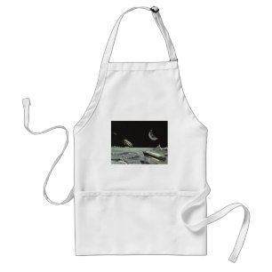 Vintage Science Fiction, Rocket Ships Moon Planets Standard Apron