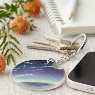 Vintage Science Fiction Rockets in Space by Planet Key Ring