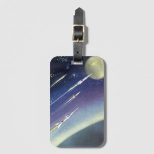 Vintage Science Fiction Rockets in Space by Planet Luggage Tag