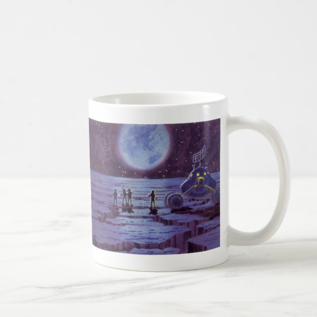 Vintage Science Fiction, Sci Fi Alien Moon Landing Coffee Mug (Right)