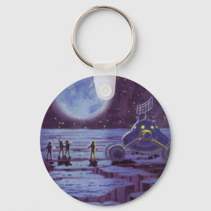 Vintage Science Fiction, Sci Fi Alien Moon Landing Key Ring