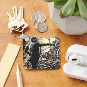 Vintage Science Fiction Sci Fi Futuristic Machines Key Ring