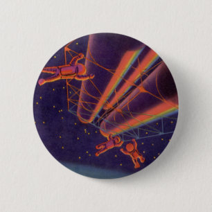 Vintage Science Fiction, Sci Fi Rainbow Astronauts 6 Cm Round Badge