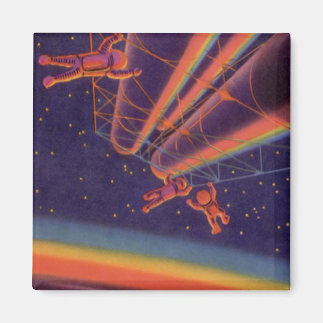 Vintage Science Fiction, Sci Fi Rainbow Astronauts Magnet (Front)