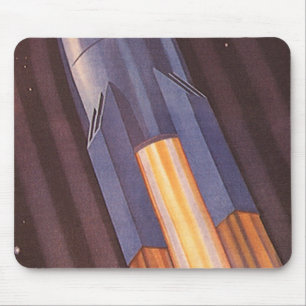 Vintage Science Fiction Space Ship Rockets Mouse Mat
