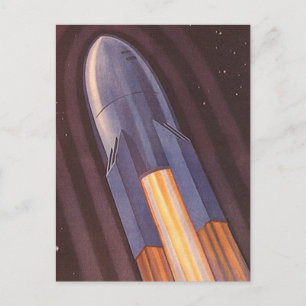Vintage Science Fiction Space Ship Rockets Postcard