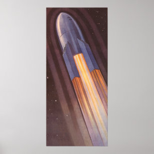 Vintage Science Fiction Space Ship Rockets Poster