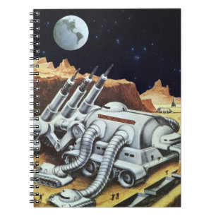 Vintage Science Fiction, Space Station on the Moon Notebook