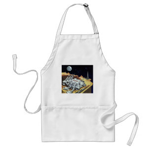 Vintage Science Fiction, Space Station on the Moon Standard Apron