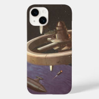 Vintage Science Fiction, Space Station with Planet