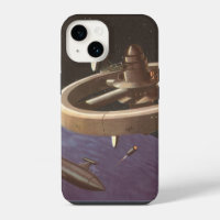 Vintage Science Fiction, Space Station with Planet