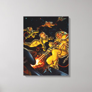 Vintage Science Fiction Space Walk Astronauts Canvas Print