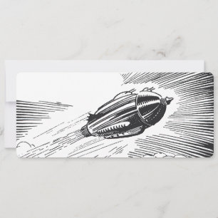 Vintage Science Fiction Spaceship Rocket in Clouds