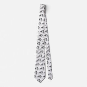 Vintage Science Fiction Spaceship Rocket in Clouds Tie