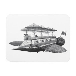 Vintage Science Fiction Steampunk Airship Eclipse Magnet