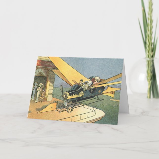 Vintage Science Fiction Steampunk Convertible Car Card (Front)