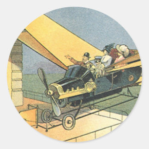 Vintage Science Fiction Steampunk Convertible Car Classic Round Sticker