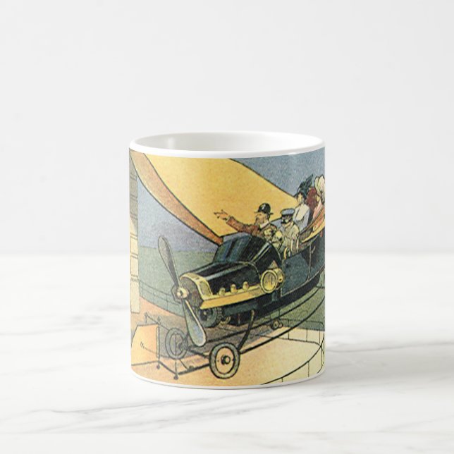 Vintage Science Fiction Steampunk Convertible Car Coffee Mug (Center)