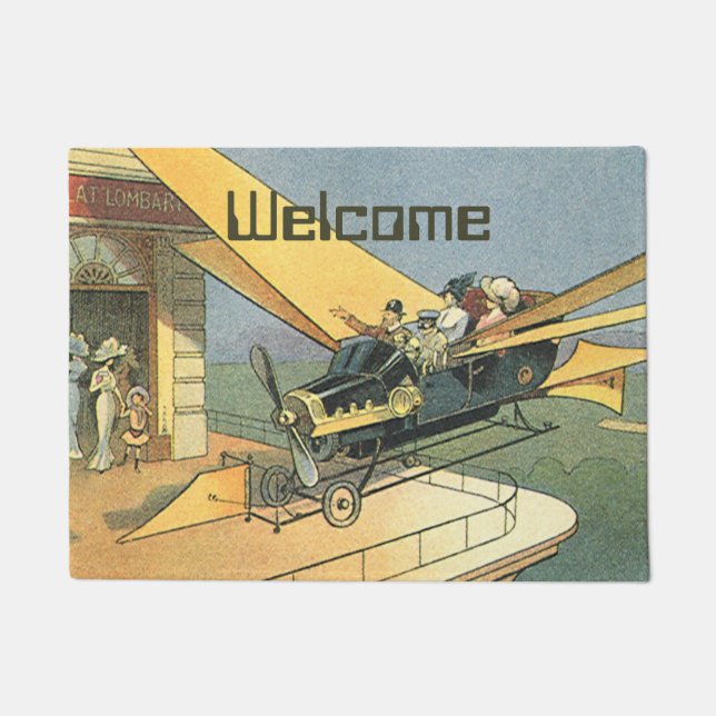 Vintage Science Fiction Steampunk Convertible Car Doormat (Front)