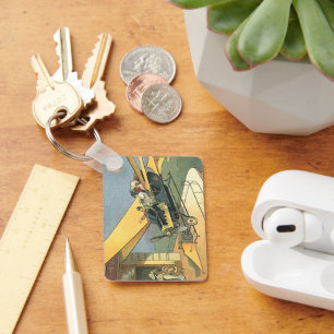 Vintage Science Fiction Steampunk Convertible Car Key Ring