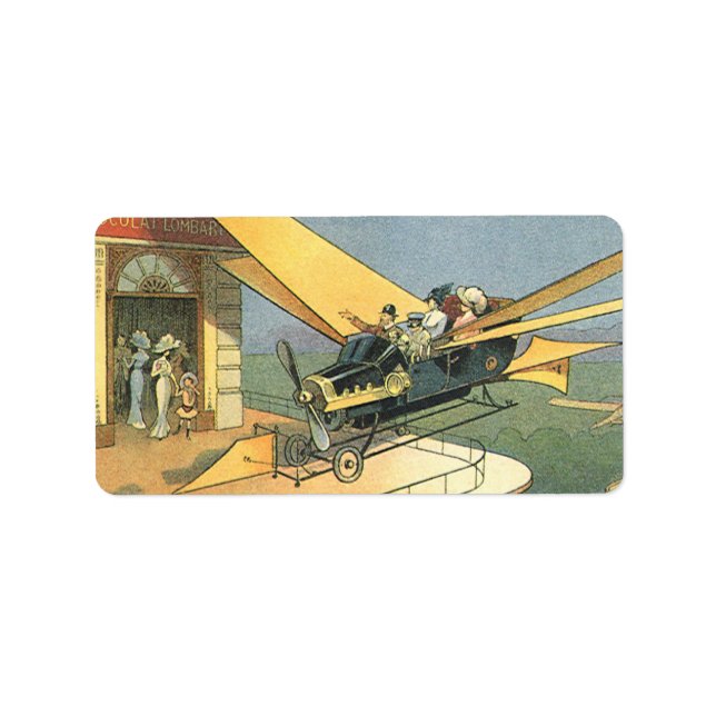 Vintage Science Fiction Steampunk Convertible Car Label (Front)