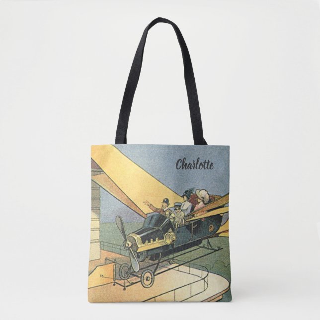 Vintage Science Fiction Steampunk Convertible Car Tote Bag (Front)