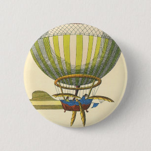 Vintage Science Fiction Steampunk Hot Air Balloon 6 Cm Round Badge