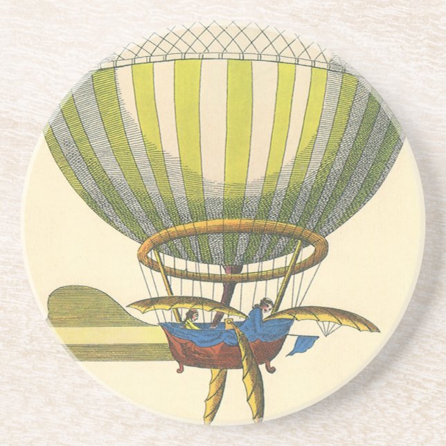 Vintage Science Fiction Steampunk Hot Air Balloon Coaster (Front)