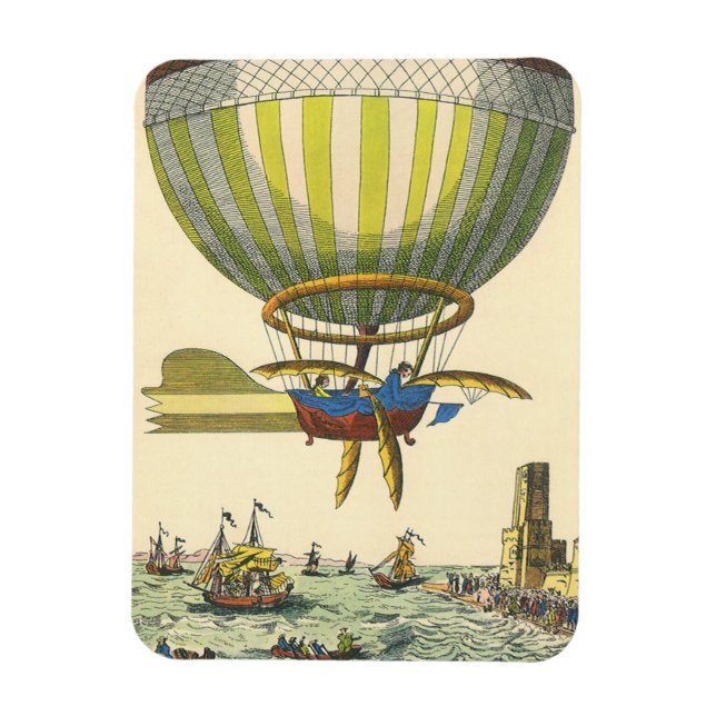 Vintage Science Fiction Steampunk Hot Air Balloon Magnet (Vertical)