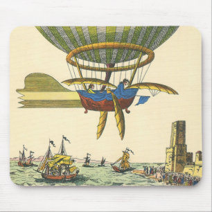 Vintage Science Fiction Steampunk Hot Air Balloon Mouse Mat