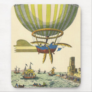 Vintage Science Fiction Steampunk Hot Air Balloon Mouse Mat