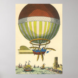 Vintage Science Fiction Steampunk Hot Air Balloon Poster