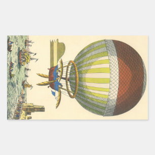 Vintage Science Fiction Steampunk Hot Air Balloon Rectangular Sticker