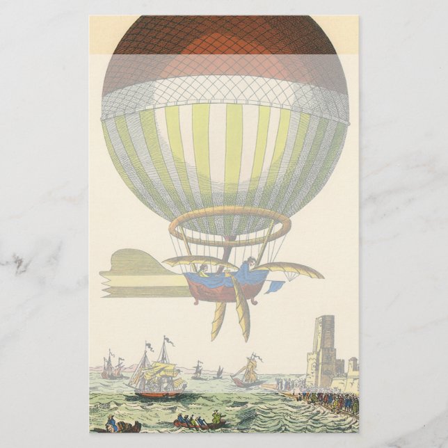 Vintage Science Fiction Steampunk Hot Air Balloon Stationery (Front)