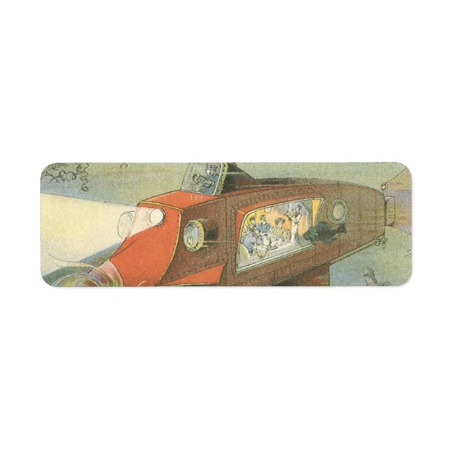 Vintage Science Fiction Steampunk Submarine in Sea (Front)