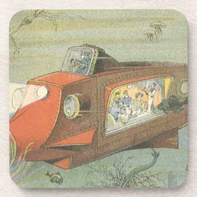 Vintage Science Fiction Steampunk Submarine in Sea Coaster (Front)